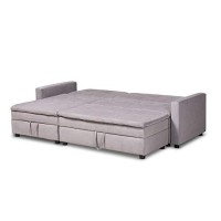 Baxton Studio Noa Modern and contemporary Light grey Fabric Upholstered Left Facing Storage Sectional Sleeper Sofa with Ottoman