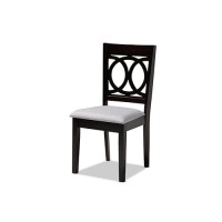 Baxton Studio Lenoir Fabric And Wood Dining Chairs In Gray And Brown (Set Of 4)