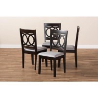 Baxton Studio Lenoir Fabric And Wood Dining Chairs In Gray And Brown (Set Of 4)