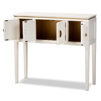 Baxton Studio Aiko Classic And Traditional Japanese-Inspired Off-White Finished 4-Door Wood Console Table