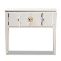 Baxton Studio Aiko Classic And Traditional Japanese-Inspired Off-White Finished 4-Door Wood Console Table