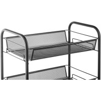 Jane Eyre 3-Tier Rolling Utility Storage Rack Cart On Wheels, Trolley Craft Cart, Multi-Purpose Organizer Shelf, Black