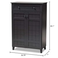 Baxton Studio Glidden Modern And Contemporary Dark Grey Finished 5-Shelf Wood Shoe Storage Cabinet With Drawer