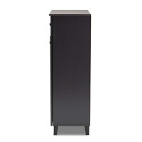 Baxton Studio Glidden Modern And Contemporary Dark Grey Finished 5-Shelf Wood Shoe Storage Cabinet With Drawer