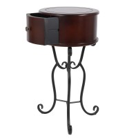 Decor Therapy Wilson 1-Drawer Wood And Metal Round Side Table, Espresso 14X14X27.75