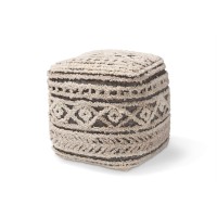 Baxton Studio Cronin Beige And Brown Handwoven Hemp Pouf Ottoman