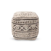 Baxton Studio Cronin Beige And Brown Handwoven Hemp Pouf Ottoman