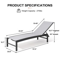 Crestlive Products Aluminum Adjustable Chaise Lounge Chair Outdoor Fiveposition Recliner Curved Design All Weather For Patio