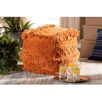 Baxton Studio Curlew Moroccan Inspired Orange Handwoven Cotton Pouf Ottoman