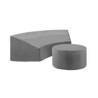 Catalina 2Pc Furniture Cover Set Gray Round Sectional Sofa Coffee Table