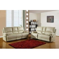 Homeroots Leather 76 X 40 X 41 Modern Beige Sofa With Console Loveseat