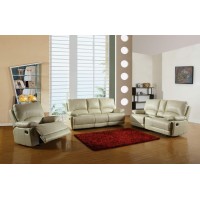 Homeroots Leather 76 X 40 X 41 Modern Beige Sofa Set With Console Loveseat