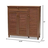 Baxton Studio Coolidge Modern And Contemporary Walnut Finished 11-Shelf Wood Shoe Storage Cabinet With Drawer