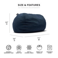 Big Joe Fuf Xxl Foam Filled Bean Bag Chair With Removable Cover  Cobalt Lenox  Durable Woven Polyester  6 Feet Giant