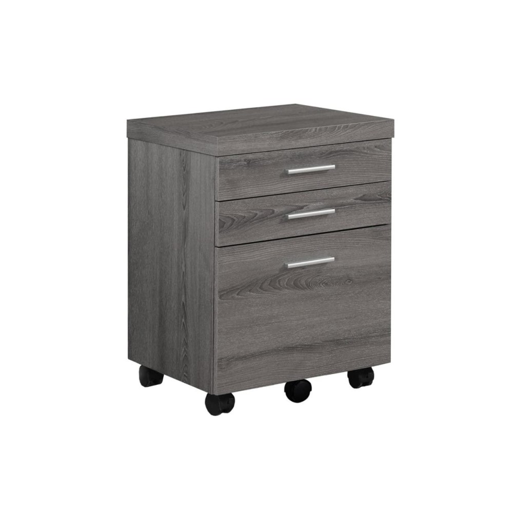 Homeroots Office 1775-Inch X 1825-Inch X 2525-Inch Dark Taupe, Black, Particle Board, 3 Drawers - Filing Cabinet