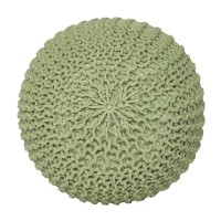 Redearth Round Pouf Foot Stool Ottoman - Cotton Knitted Cord Boho Pouffe - Cable Poof Filled Footrest Stuffed For Living Room - Nursery - Bedroom - Patio - Lounge (19.5
