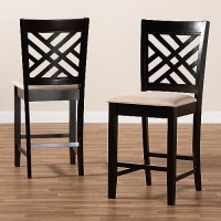 Baxton Studio Caron Modern And Contemporary Sand Fabric Upholstered Espresso Brown Finished Wood Counter Height Pub Chair Set Of 2