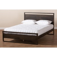 Baxton Studio Inicio Modern and Contemporary Charcoal Brown Finished Wood Queen Size Platform Bed