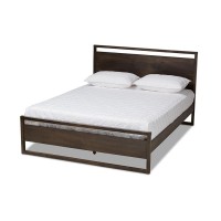 Baxton Studio Inicio Modern and Contemporary Charcoal Brown Finished Wood Queen Size Platform Bed