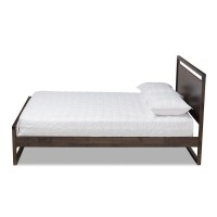 Baxton Studio Inicio Modern and Contemporary Charcoal Brown Finished Wood Queen Size Platform Bed