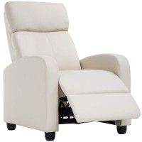 Fdw Living Room Recliner Reading Chair Winback Single Sofa, Beige