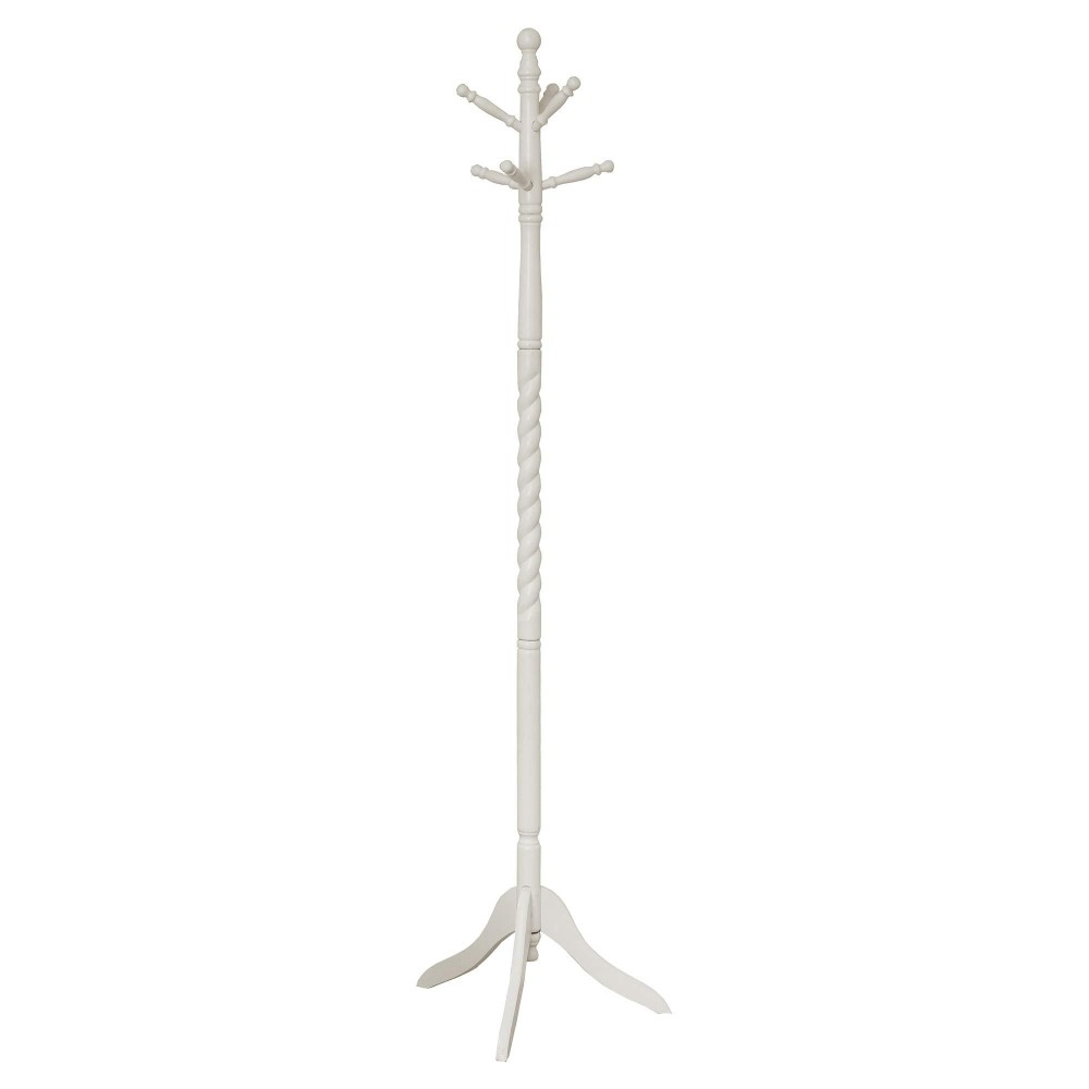 Homeroots Solid Wood Coat Rack - 72 Hantique White Wood Traditional Style