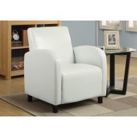 Homeroots Foamsolid Woodleather-Look Accent Chair - White Leather-Look Fabric