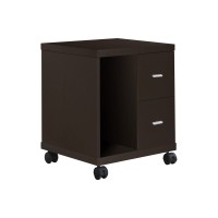Homeroots Office Cabinet - Cappuccino 2 Drawer On Castors