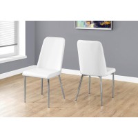Homeroots Foammetalleather-Look Dining Chair - 2Pcs 37 Hwhite Leather-Lookchrome