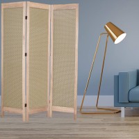 Homeroots Decor Contemporary 3 Panel Wood And Fabric Privacy Screen Room Divider - 1 X 48 X 67, Beige