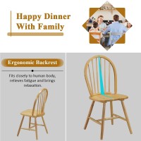 Giantex Set of 4 Windsor Chairs, Wood Dining Chairs, French Country Armless Spindle Back Dining Chairs, Farmhouse Kitchen Dining Room Chairs, Oak