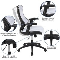 High Back Designer White Mesh Executive Swivel Ergonomic Office Chair With Adjustable Arms