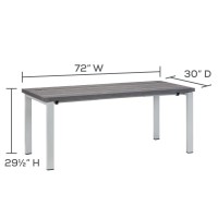 Safco Aberdeen Table Desk With Straight Top In Gray Finish Abtds72Lgs