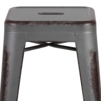 Flash Furniture Kai Commercial Grade 4 Pack 30 High Backless Distressed Silver Gray Metal Indooroutdoor Barstool