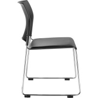 Nps Cafetorium Plush Vinyl Stack Chair, Black