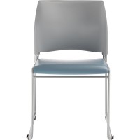 Nps Cafetorium Plush Vinyl Stack Chair, Blue/Grey