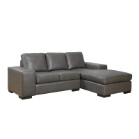 Homeroots 37 Charcoal Grey Bonded Leather Sofa Lounger