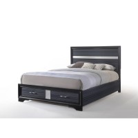 Homeroots Wood Engineered Wood 50 X 63 X 84 Wood And Engineered Wood Queen Bed Wstorage, Black