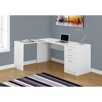 Homeroots Whiteclear Particle Boardglass Hollow-Core Laminate Mdf Computer Desk - White Corner With Tempered Glass