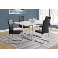 Homeroots Particle Board,Metal Dining Table - 36X 60 White Glossychrome Metal