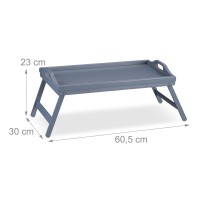 Relaxdays Bamboo Tray, Folding Legs, Raised Edge, For Breakfast In Bed And Serving Table, Hwd: 6.5 X 50 X 30 Cm, Grey, Gray, 23 X 60.5 X 30 Cm