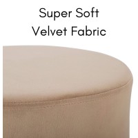 Birdrock Home Round Taupe Velvet Ottoman Foot Stool - Soft Compact Padded Vanity Stool - Great For The Living Room, Bedroom And Kids Room - Small Furniture (Taupe)