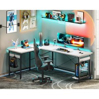 Coleshome 66 L Shaped Gaming Desk L Shaped Desk Computer Desk Gaming Desk Writing Desk Home Office Desk White