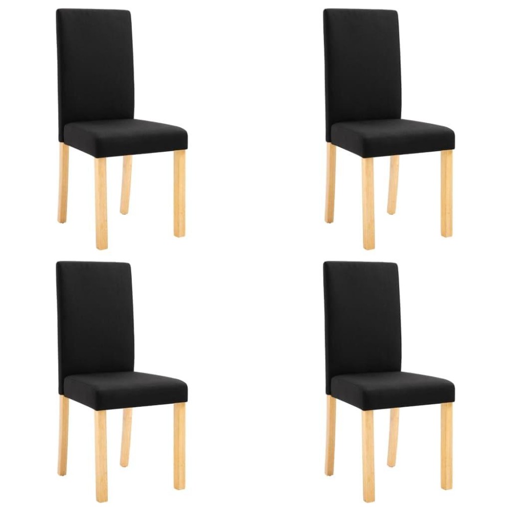 Vidaxl Dining Chairs 4 Pcs, Side Chair With Solid Wood Legs, Accent Dining Chair For Home Kitchen Living Room Bedroom, Black Fabric