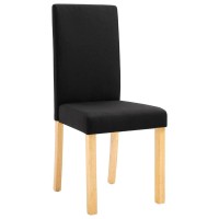 Vidaxl Dining Chairs 4 Pcs, Side Chair With Solid Wood Legs, Accent Dining Chair For Home Kitchen Living Room Bedroom, Black Fabric