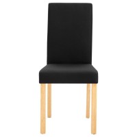 Vidaxl Dining Chairs 4 Pcs, Side Chair With Solid Wood Legs, Accent Dining Chair For Home Kitchen Living Room Bedroom, Black Fabric