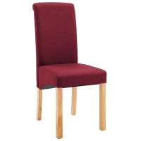 Vidaxl Dining Chairs 4 Pcs, Side Chair With Wood Frame, Upholstered Fabric Armless Accent Chair For Home Kitchen Living Room, Red Fabric