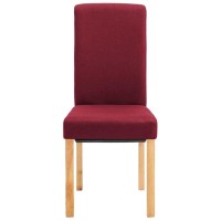 Vidaxl Dining Chairs 4 Pcs, Side Chair With Wood Frame, Upholstered Fabric Armless Accent Chair For Home Kitchen Living Room, Red Fabric