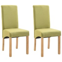 vidaXL Dining Chairs 2 pcs Green Fabric 249277