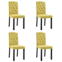Vidaxl Dining Chairs 4 Pcs, Side Chair With Solid Wood Legs, Upholstered Fabric Accent Chair For Home Kitchen Living Room, Green Fabric